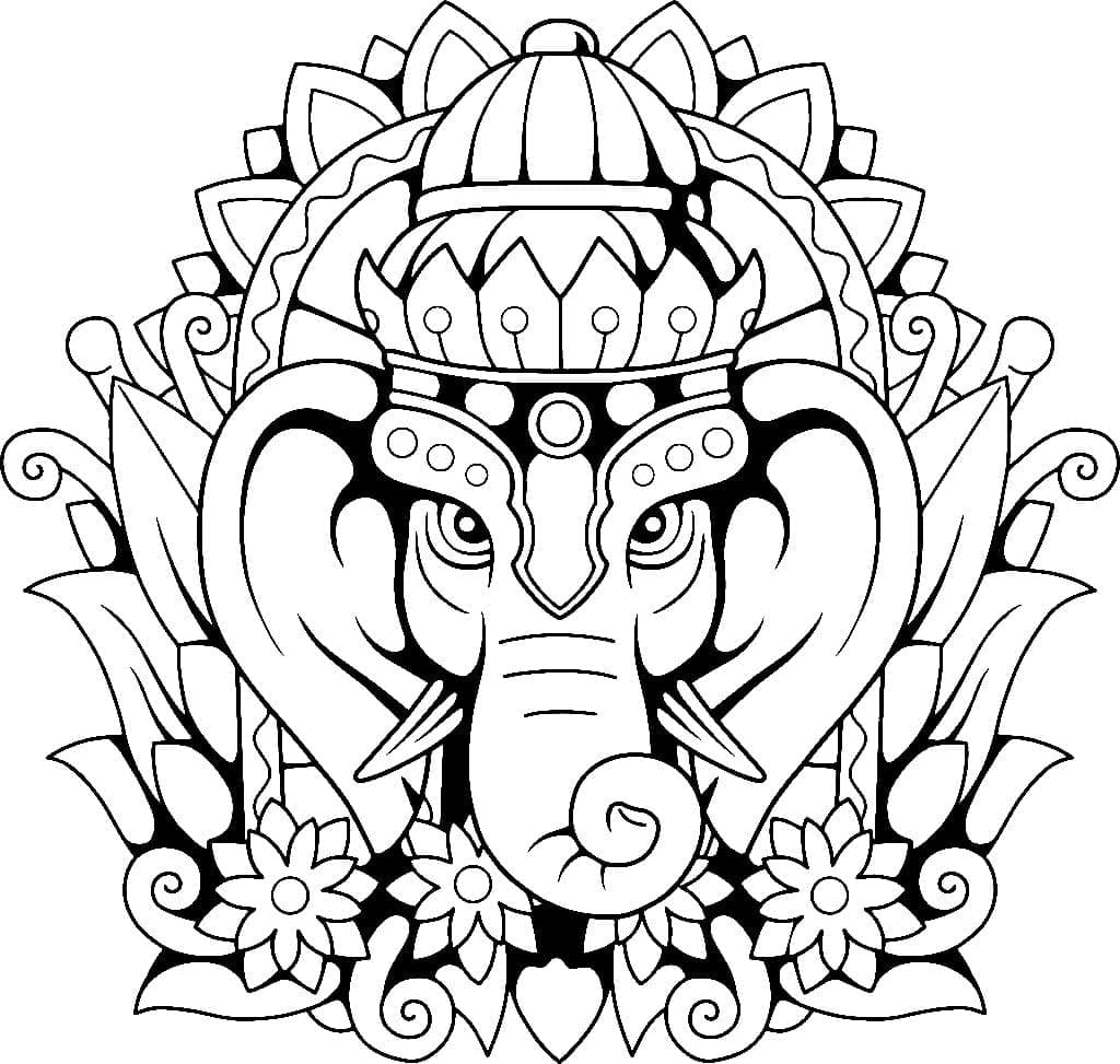 Ganesha mandala coloring page