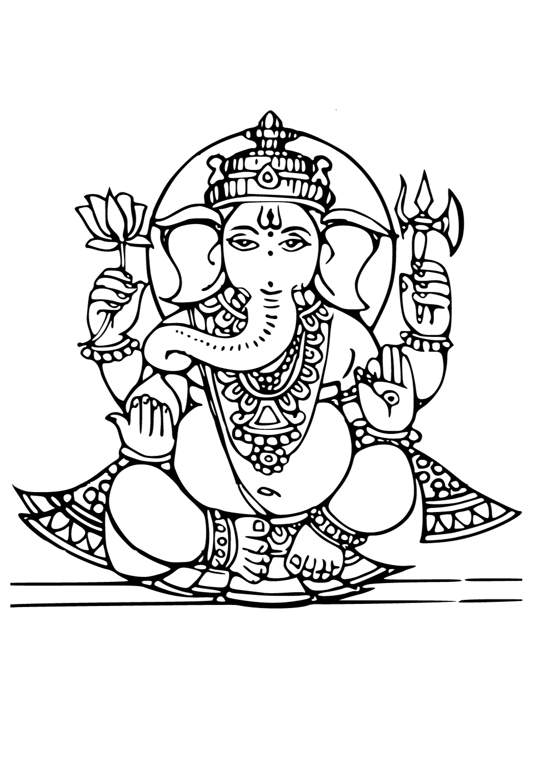 Free printable god ganesha coloring page for adults and kids