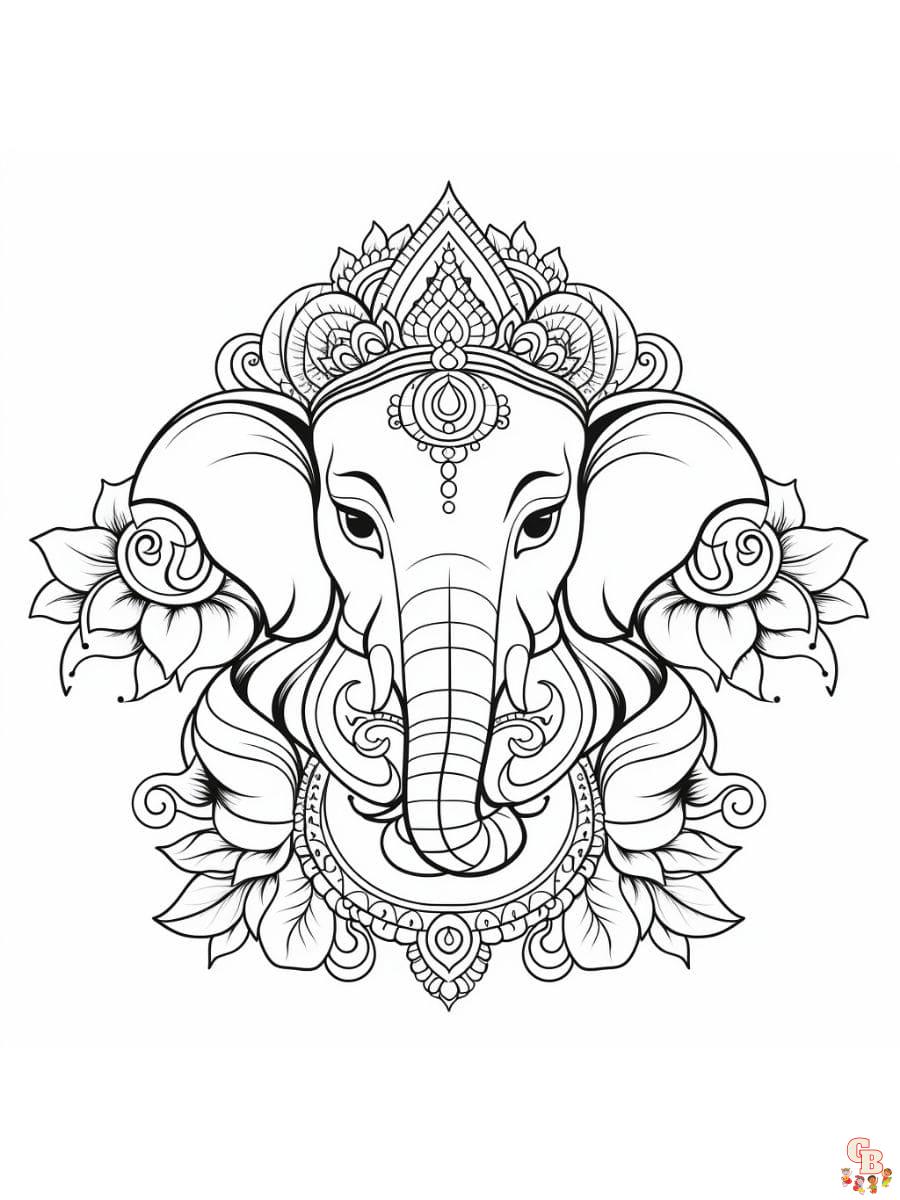 Printable ganesha coloring pages free for kids and adults