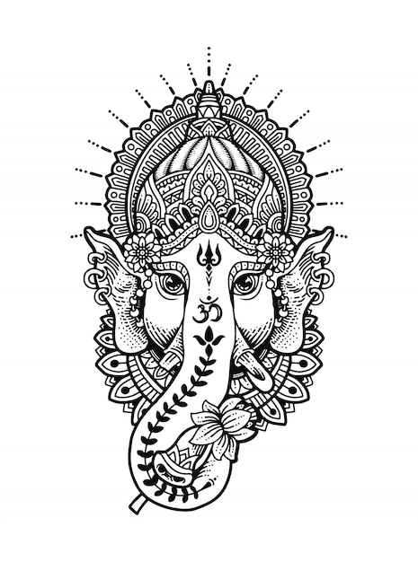 Premium vector mandala ganesha head coloring book