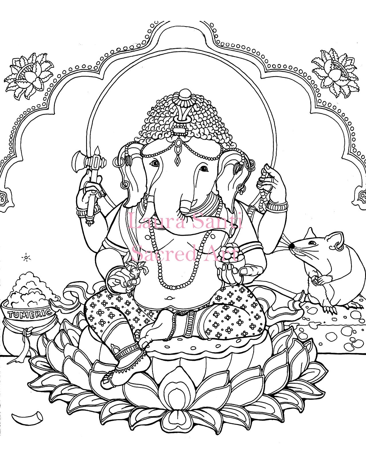 Ganesh adult coloring page downloadable coloring elephant hindu deity kavish ganesha