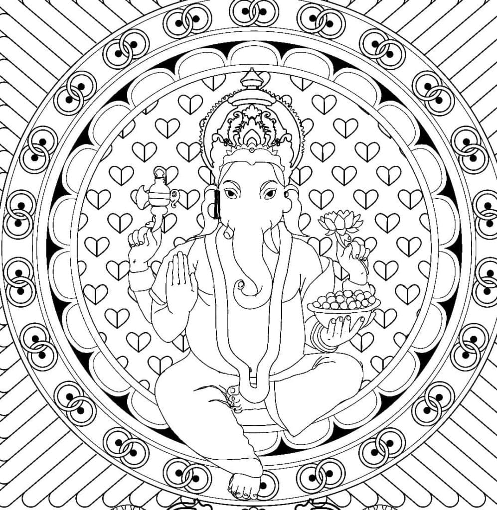 Ganesha free coloring page