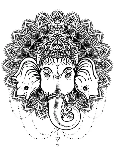 Hindu lord ganesha over ornate mandala pattern vector illustrat stock vector by vgorbash