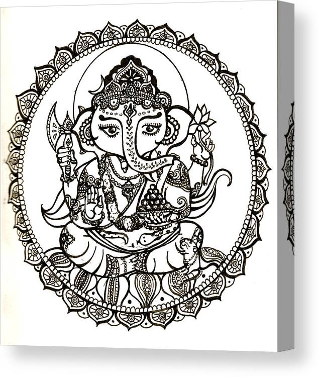 Ganesh on lotus flower canvas print canvas art by jekaterina mudivarthi
