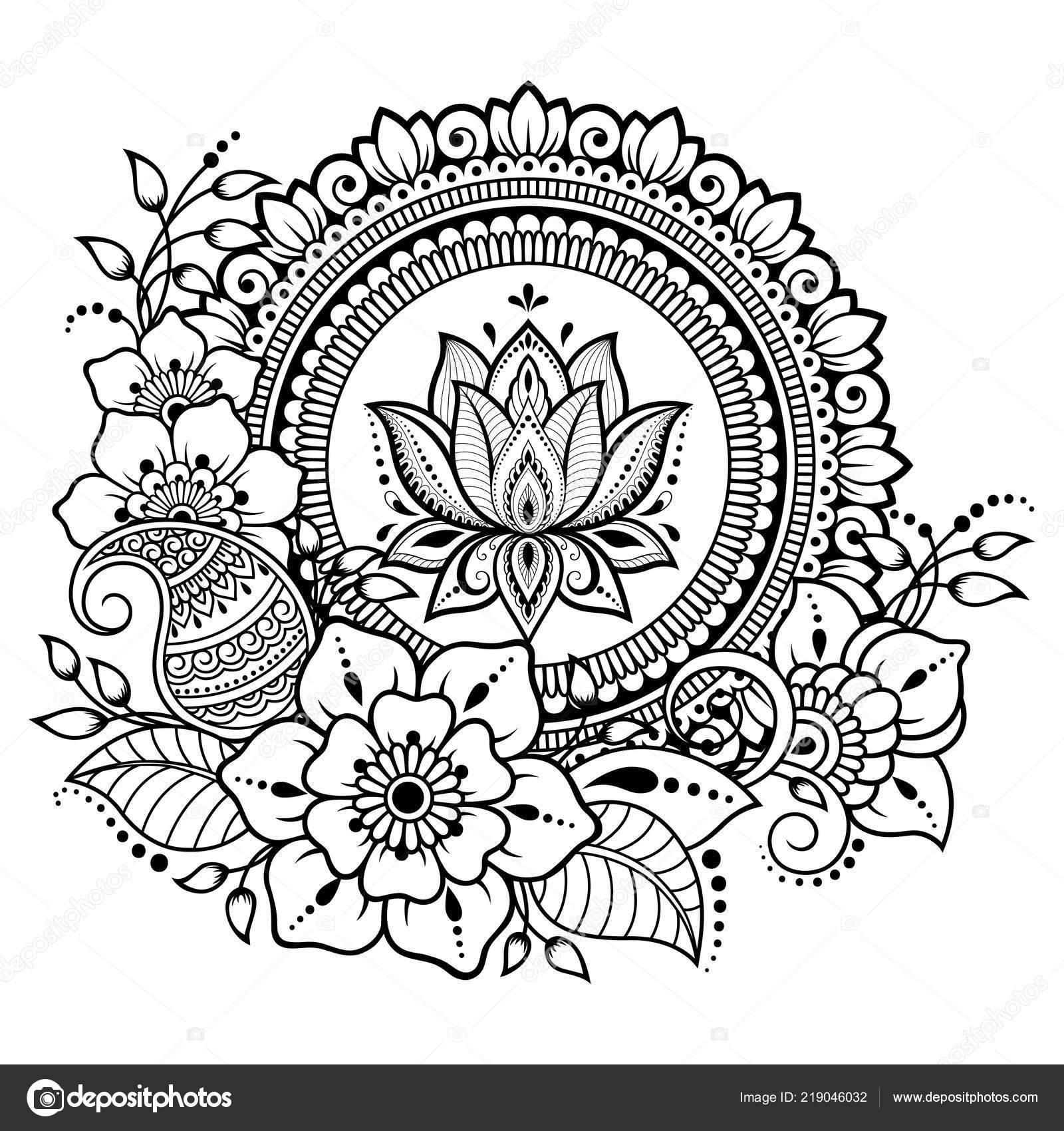 Circular pattern form mandala lotus flower henna mehndi tattoo decoration stock vector by rugameteragmail