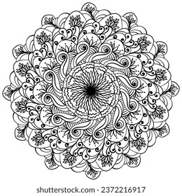 Mandala lotus flowers outline coloring page stock vector royalty free