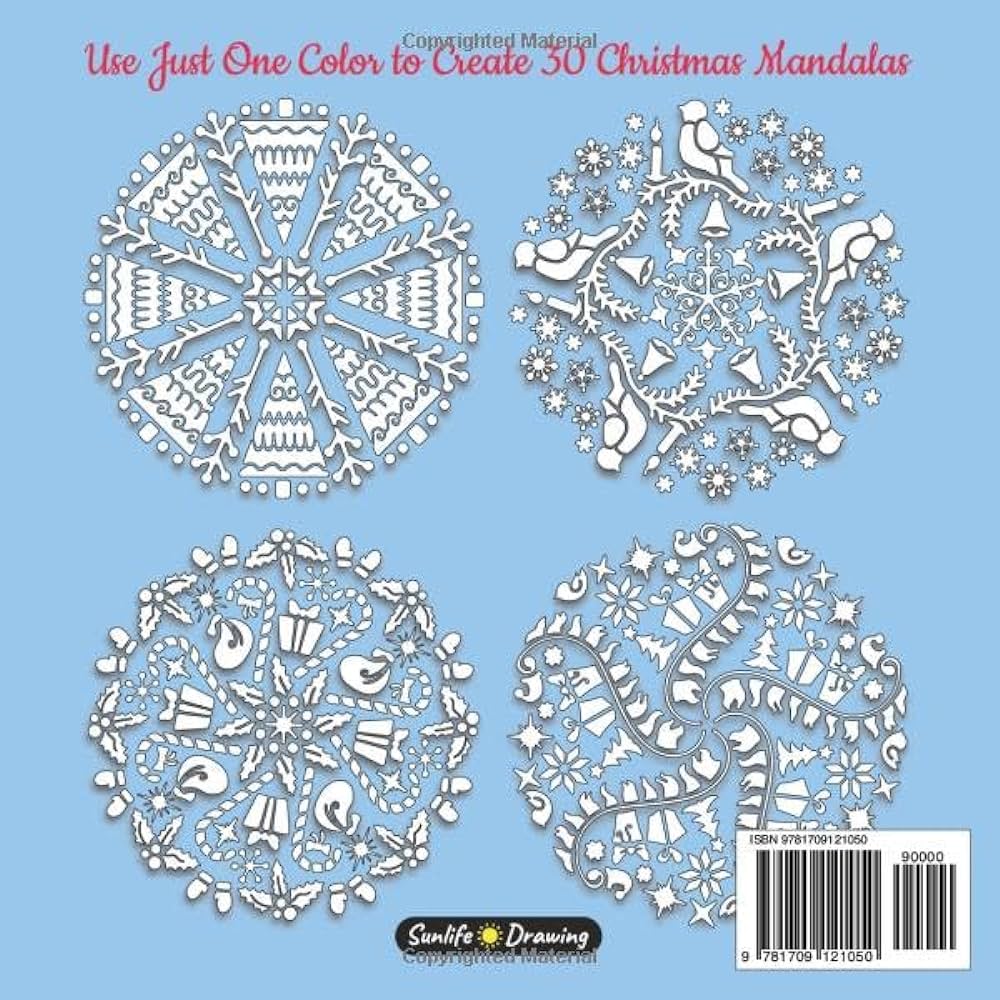 Christmas mandala coloring book can use one color d mosaic coloring book for adults relaxation and stress relief drawing sunlife coloring book one color books