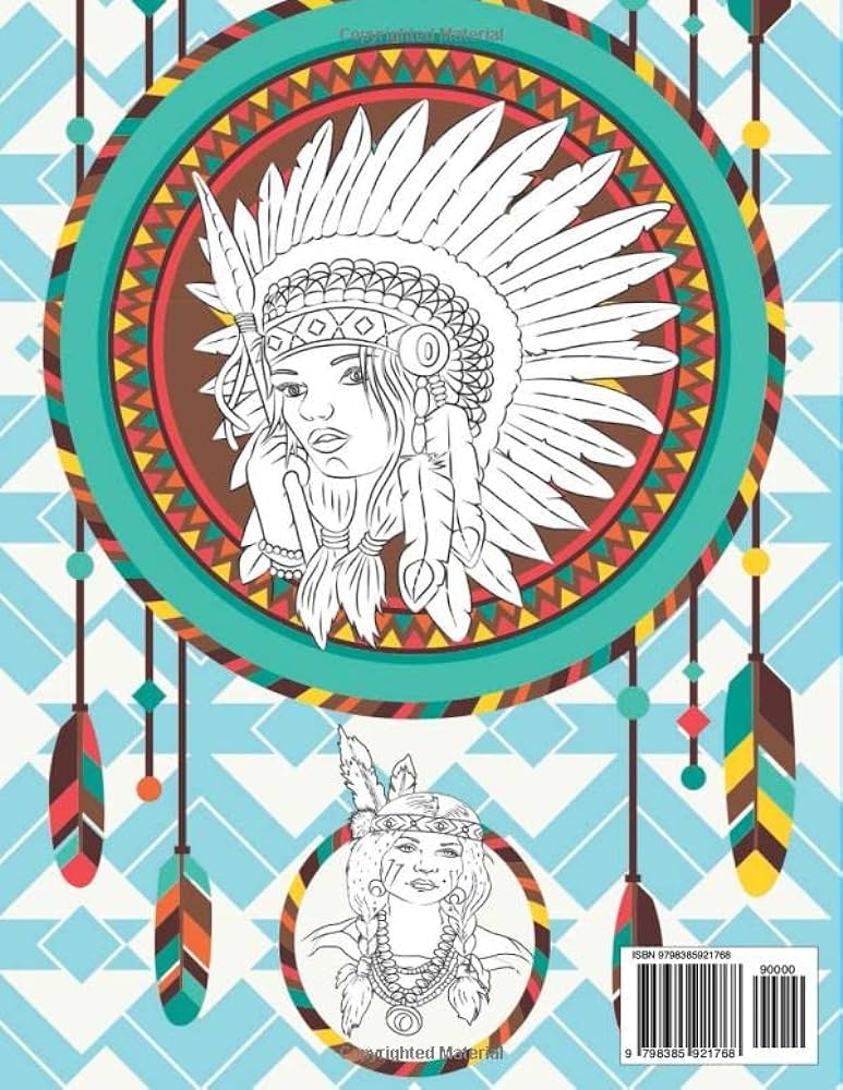 Native american coloring book for adults unique coloring pages with beautiful portraits of native american women for relaxation and stress relief stevens norman books