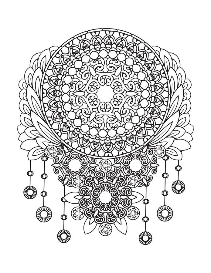 Floral mandala pattern stock vector illustration of outline