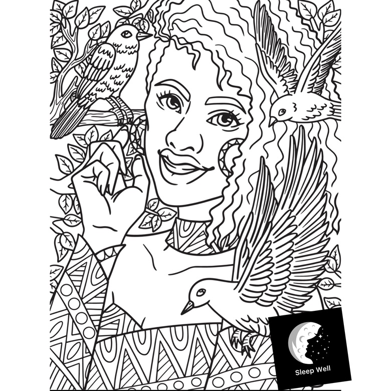 Afro american girl mandala coloring page