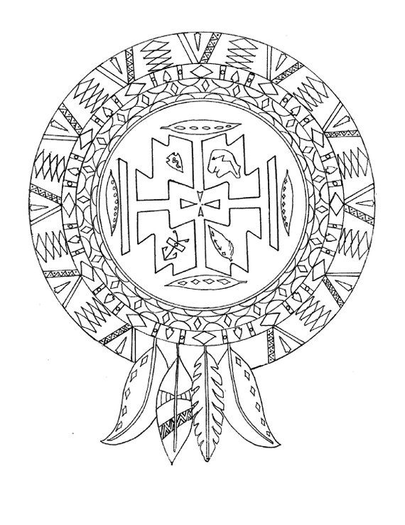 Printable digital download native american mandala adult