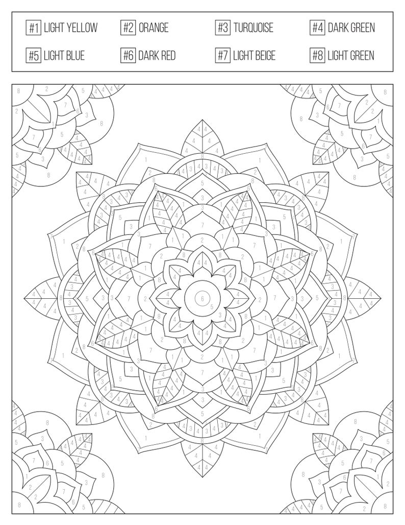 Color by numbers printable coloring book for adults teens etsy