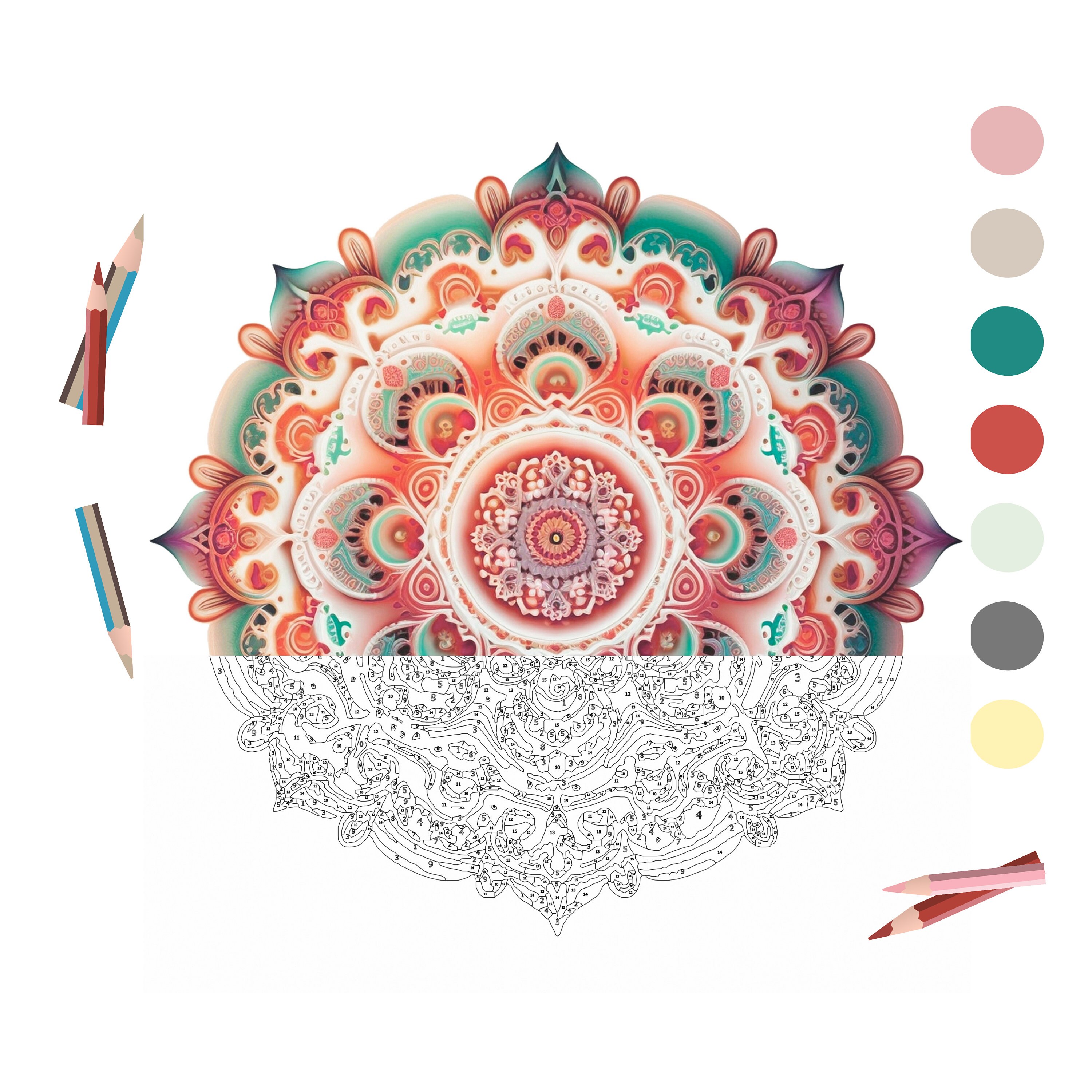 Color by number for adult mandala paint by number printableby jo milton studiopages digital downloadadvanced intricate detailed book