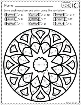 Division review color by number mandala coloring pages vol by kim heuer