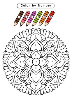 Mandala color by number