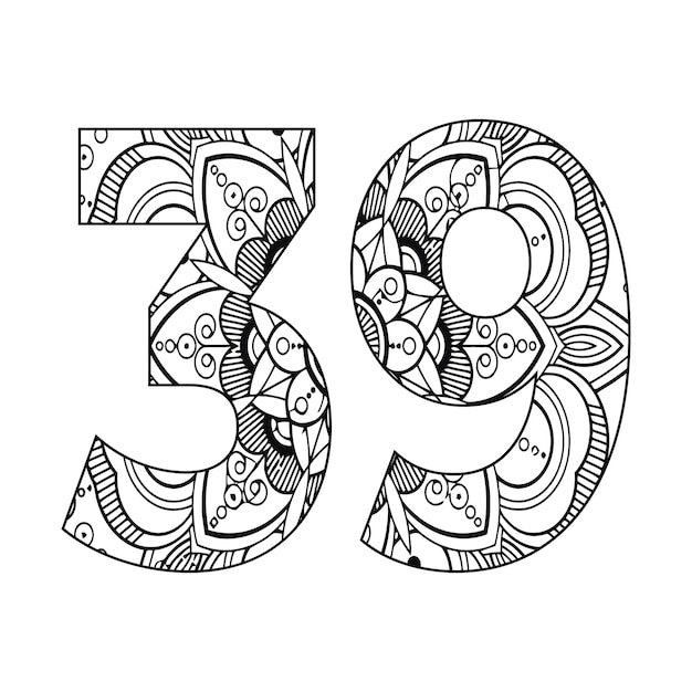 Premium vector mandala number coloring page for kids