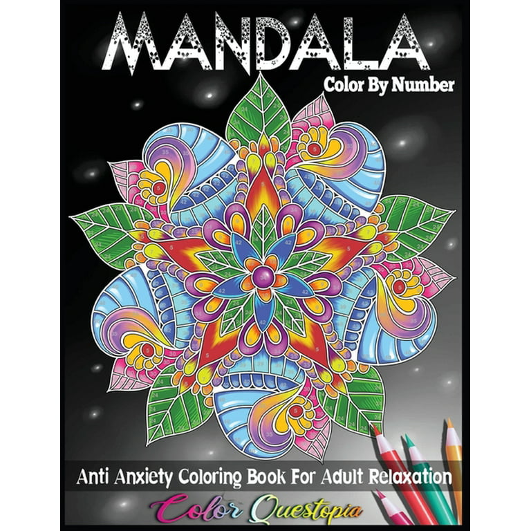 Mandala color by number anti anxiety coloring book for adult relaxation paperbacklarge print