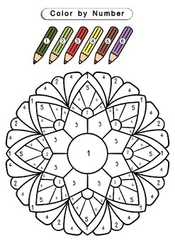 Mandala color by number