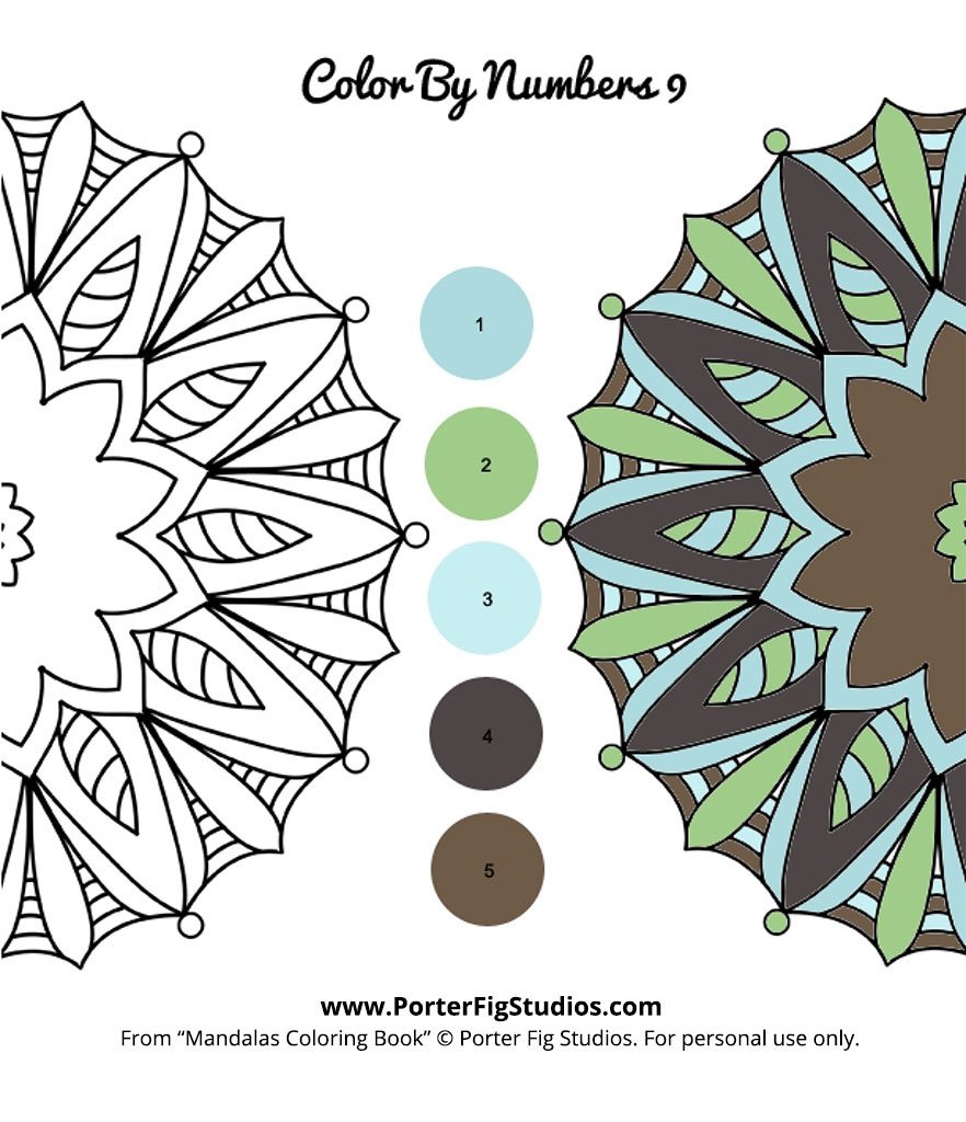 Free mandala coloring page color by numbers