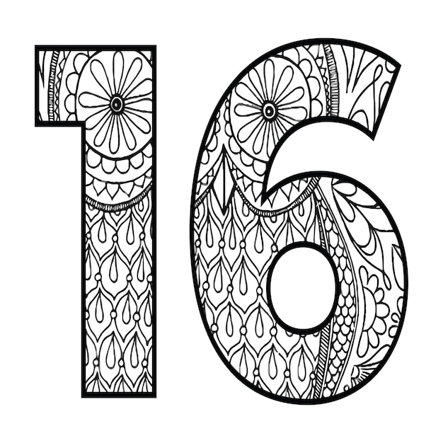 Premium vector mandala number coloring page for kids