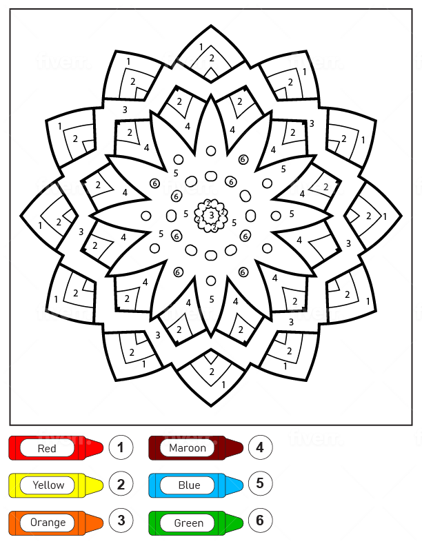 Mandala for kids color by number malvorlagen