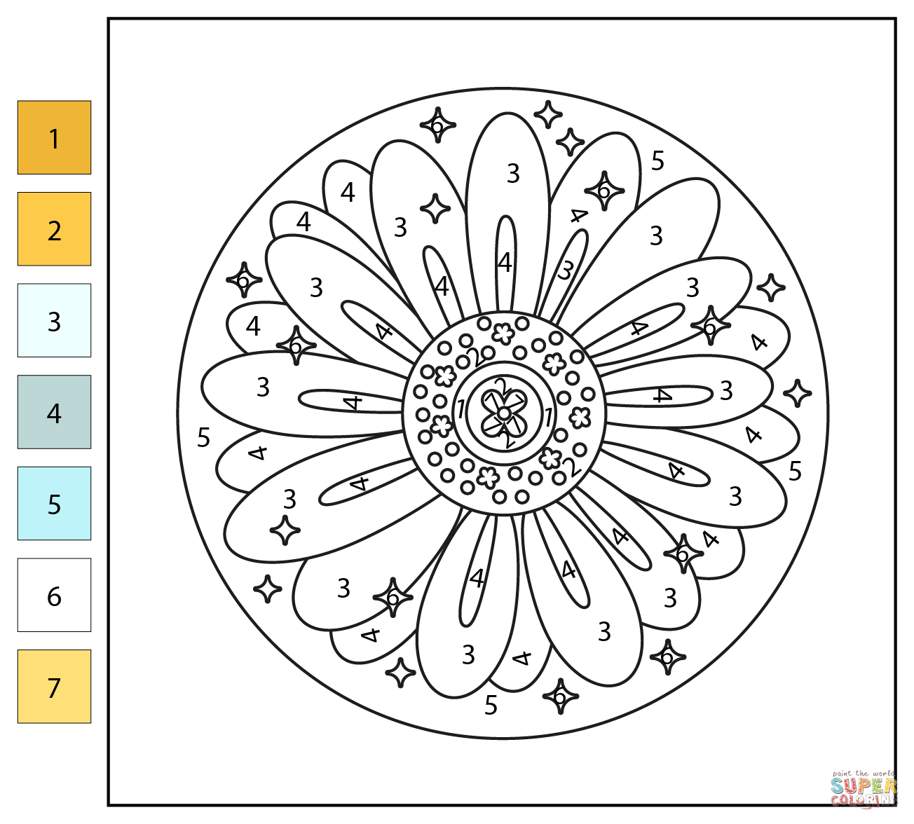 Daizy color by number free printable coloring pages