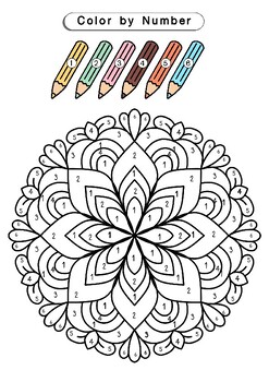 Mandala color by number