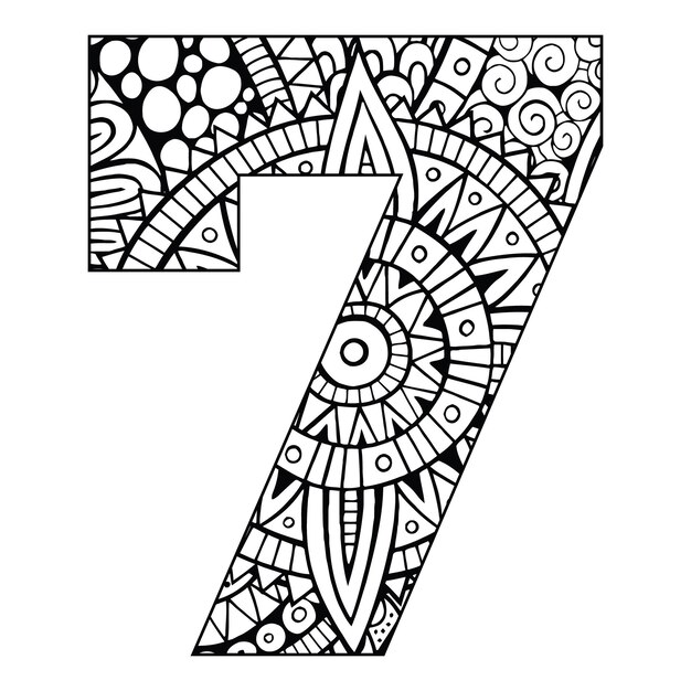 Premium vector mandala number coloring page for kids