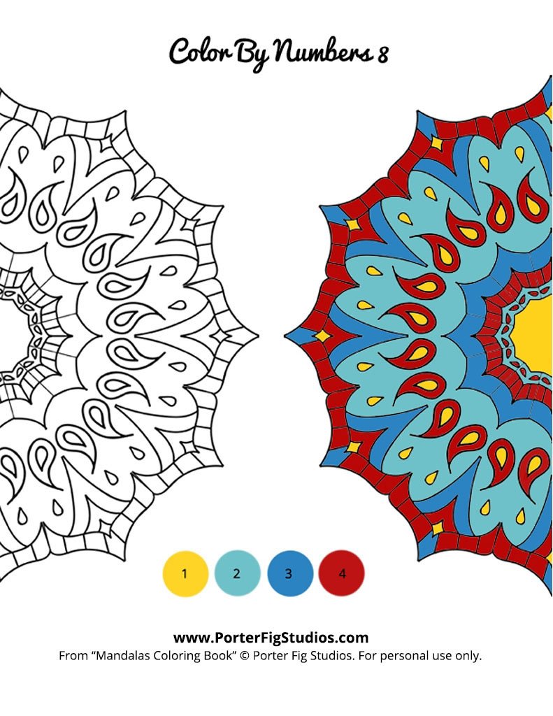 Free mandala coloring page color by numbers