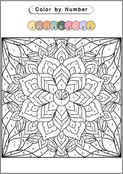 Set square mandala color by number