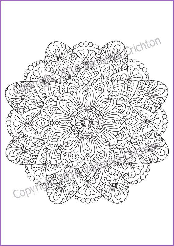 Mandala coloring page for adult pdf and jpeg doodle zentangle art pattern printable doodle flowers