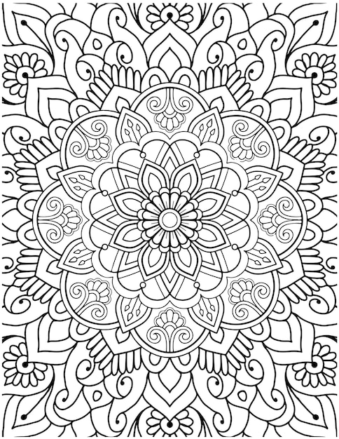 Premium vector hand drawn mandala coloring pages for adult coloring book floral hand drawn mandala coloring page