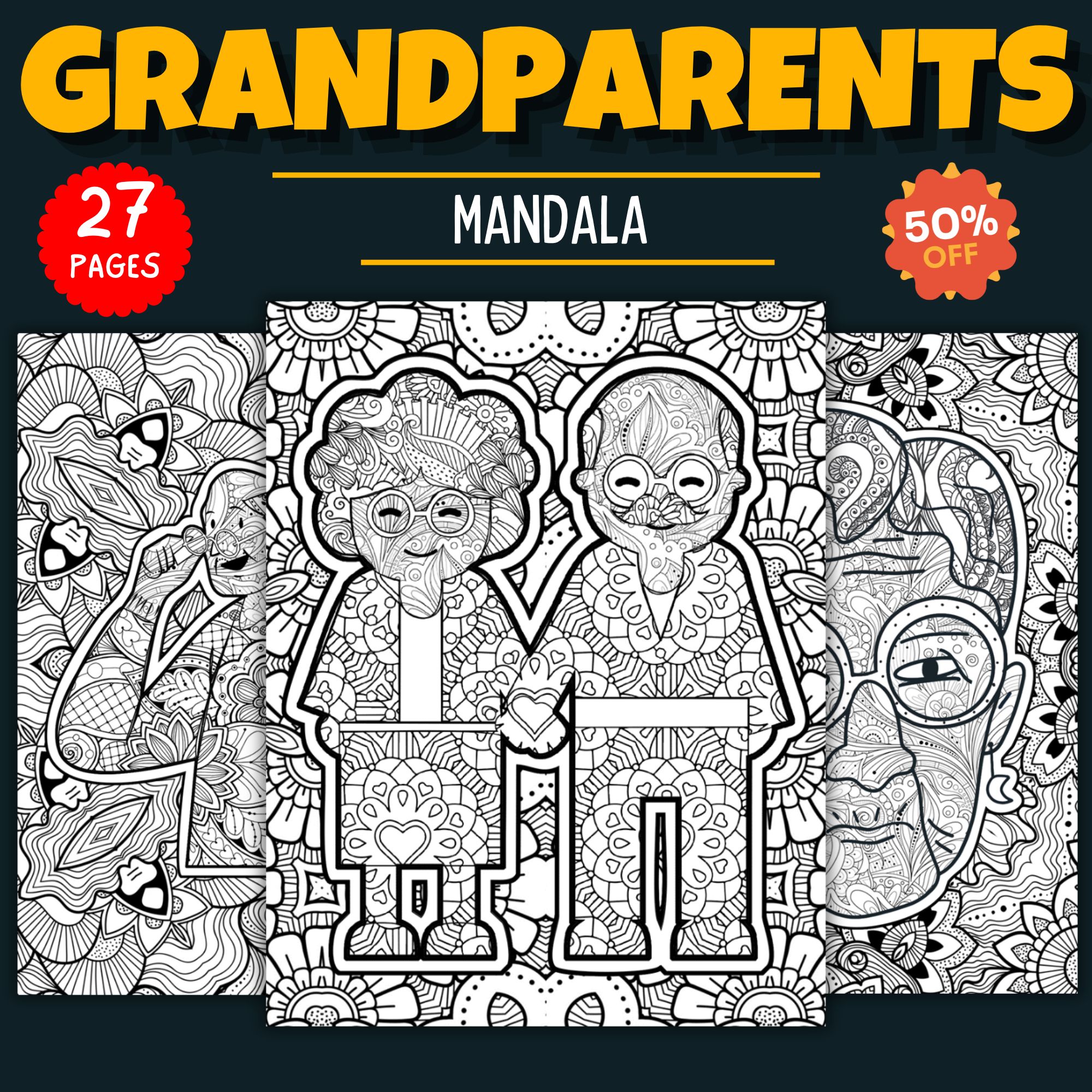 Printable grandparents day mandala coloring pages