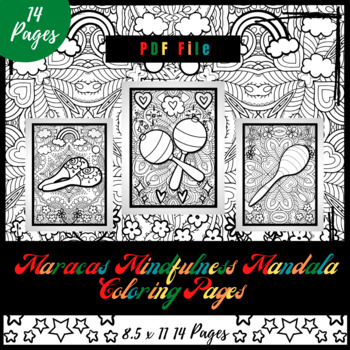 Maracas mindfulness mandala coloring pages music coloring printable sheets pdf