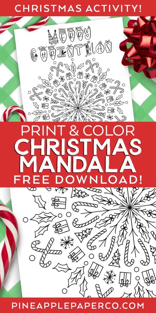 Printable christmas mandala coloring page