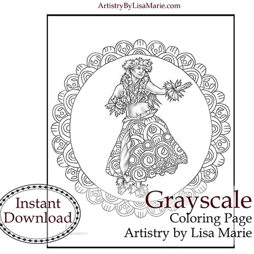 Mandala hula dancer printable coloring page â artistry by lisa marie