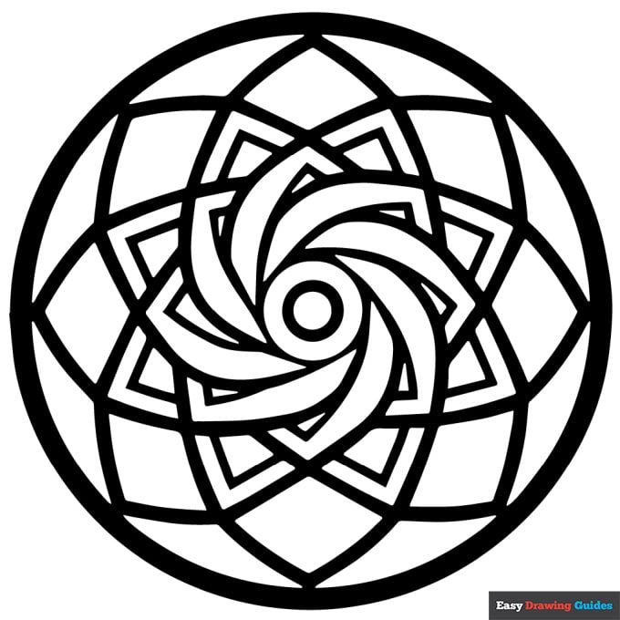 Spiral mandala coloring page easy drawing guides