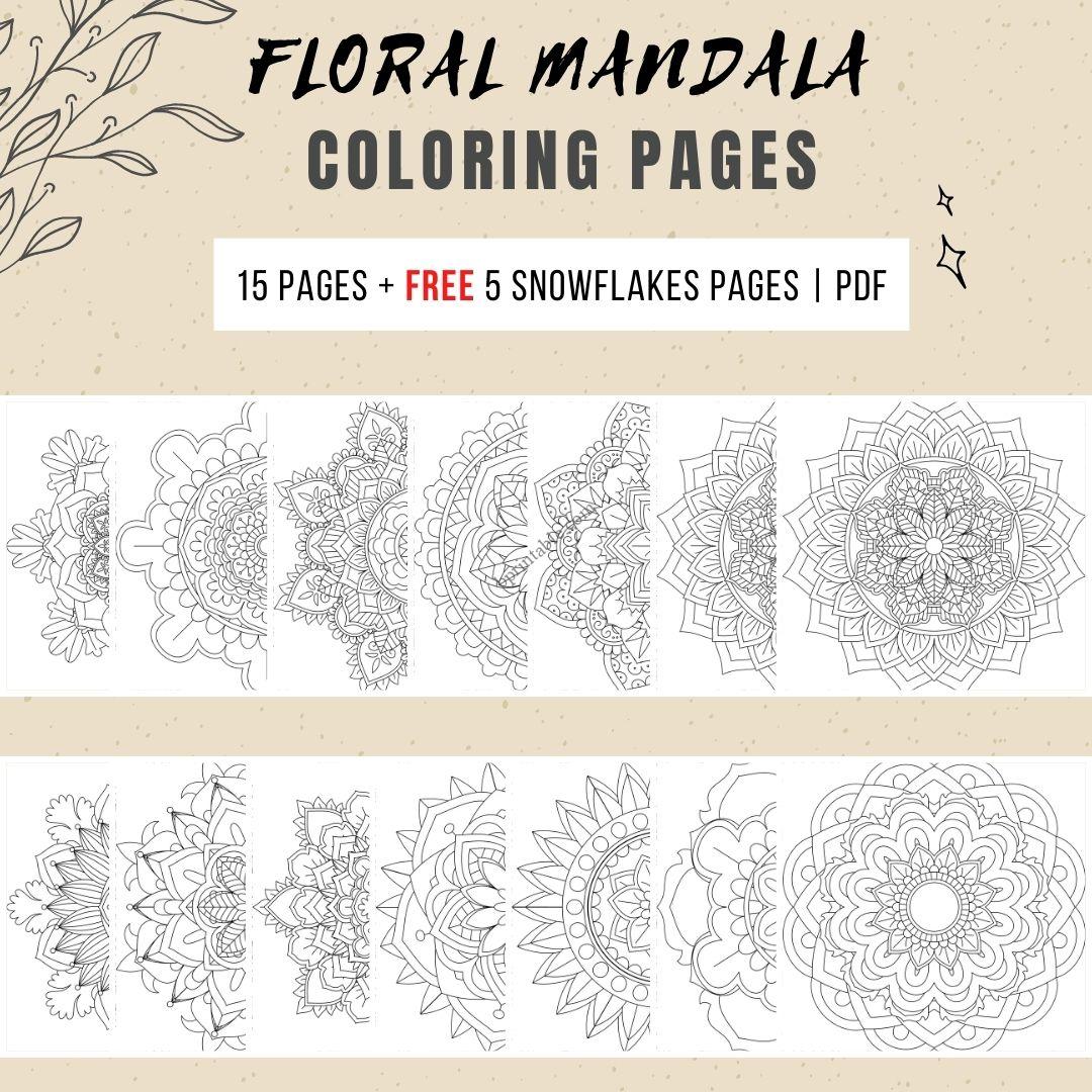 Floral mandala coloring pages