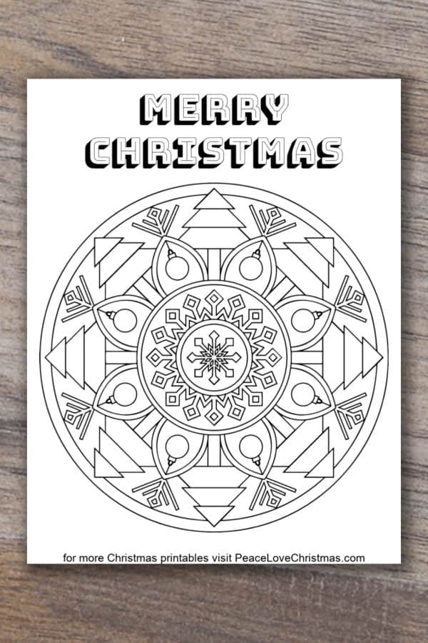 Printable christmas mandala coloring pages