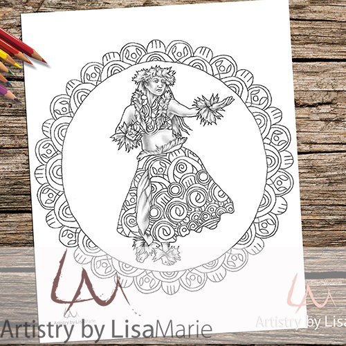 Mandala hula dancer printable coloring page â artistry by lisa marie