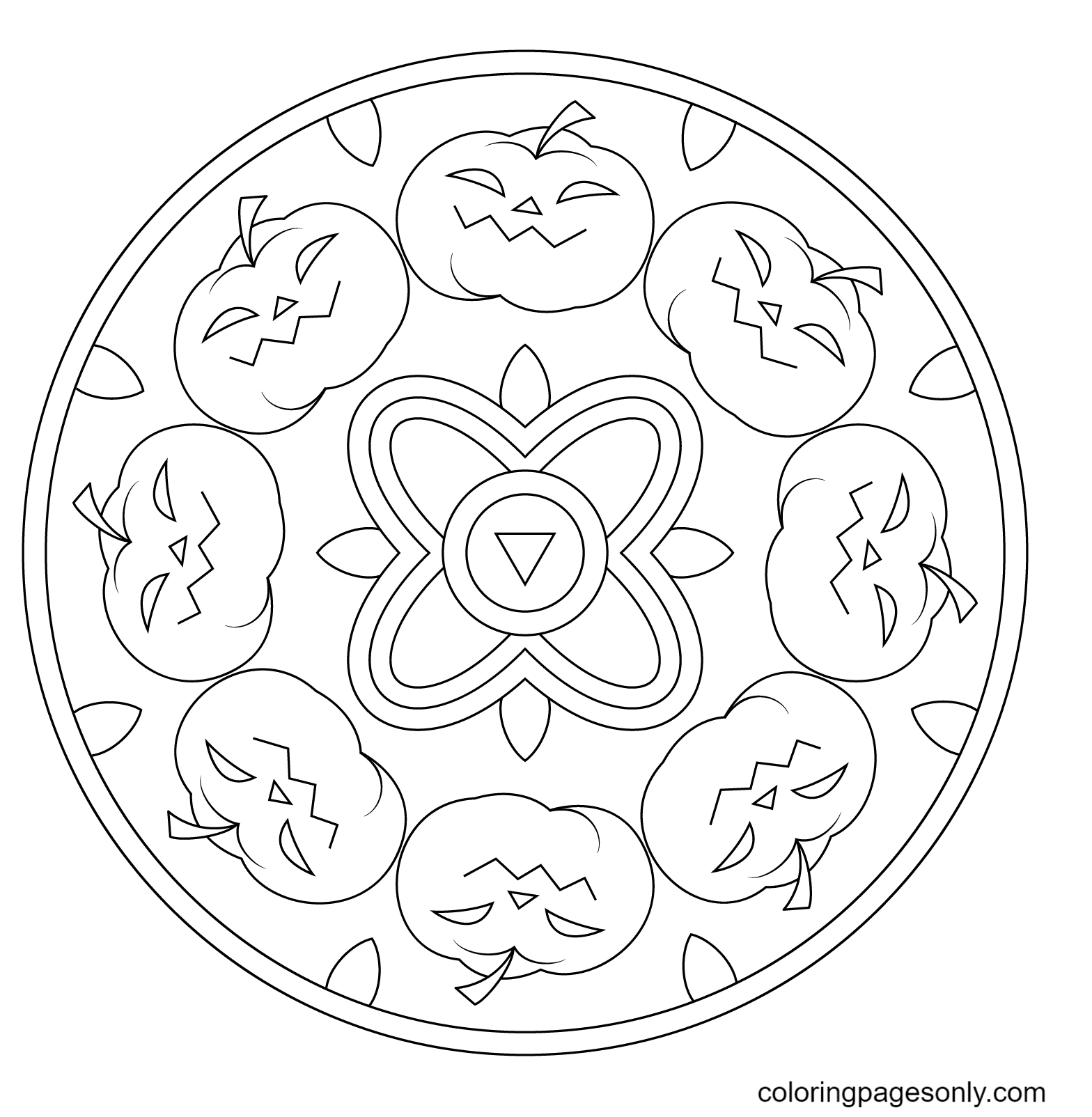 Spooky halloween mandala coloring pages for kids and adults