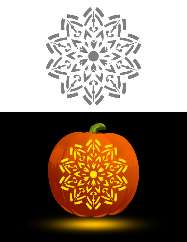 Printable mandala pumpkin stencil