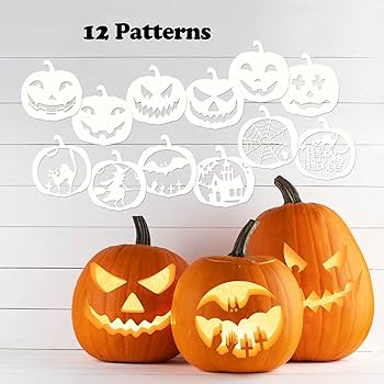 Mocoosy pcs inch halloween stencils large pumpkin stencils for carving reusable plastic halloween stencils for painting on wood pumpkin wall fabrics window