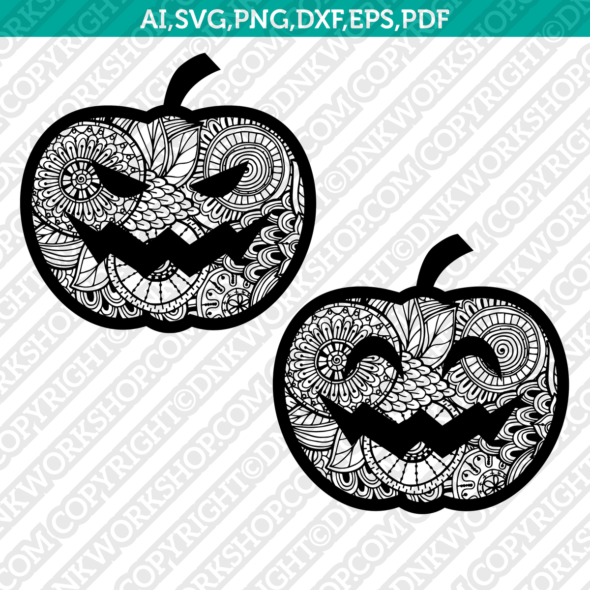 Jack o lantern pumpkin halloween mandala zentangle svg laser cut file cnc plasma â