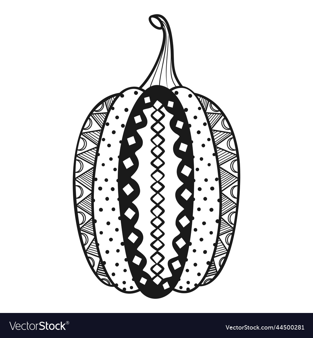 Pumpkin mandala coloring page for adult and kids vector image