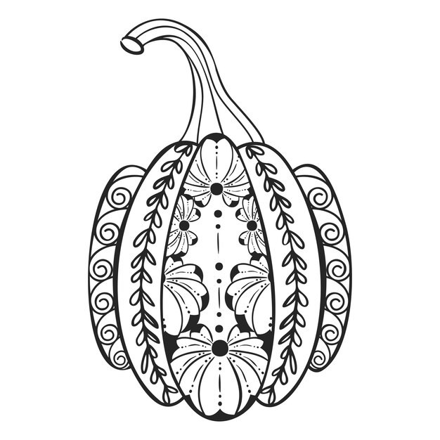 Premium vector pumpkin mandala coloring page for adult and kids