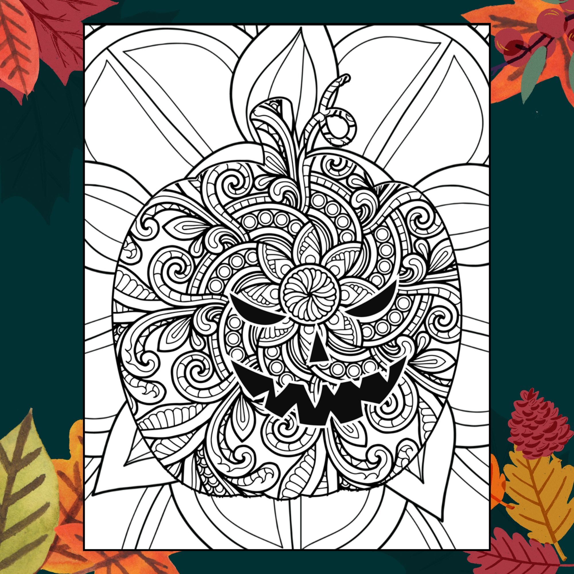 Autumn pumpkin mandala coloring sheets