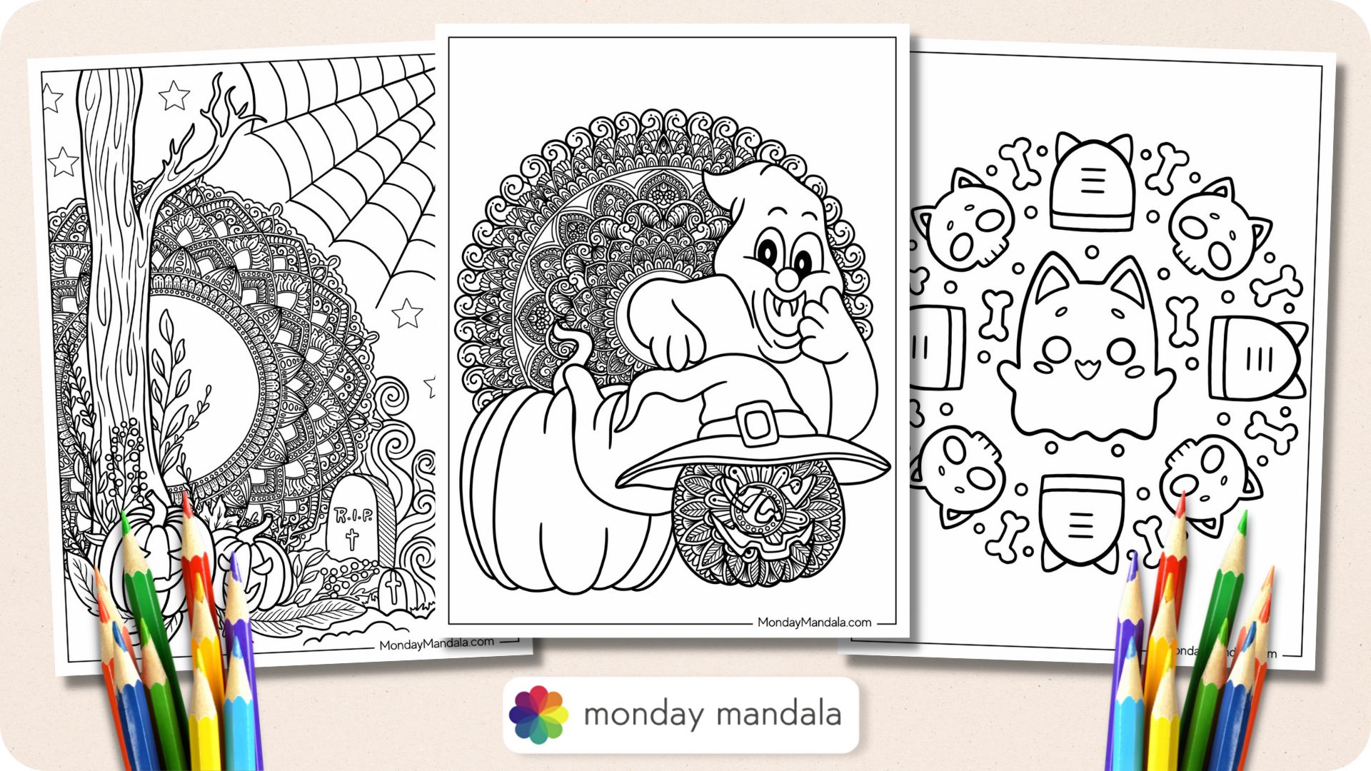 Halloween mandala coloring pages free pdf printables