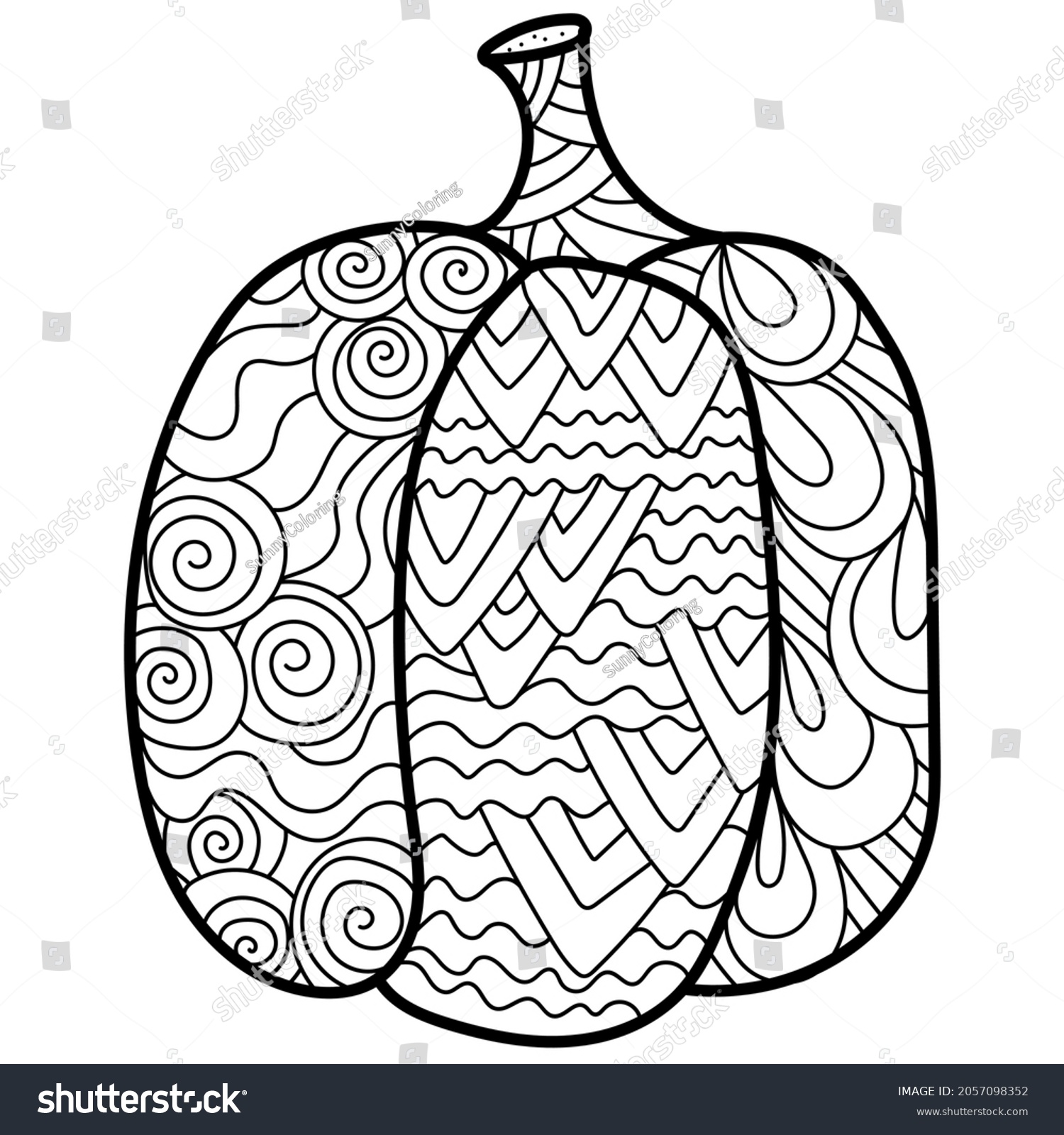 Pumpkin fantasy patterns ornate coloring page stock vector royalty free