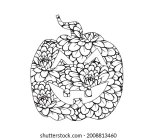 Harvest pumpkin zentangle mandala coloring book stock vector royalty free